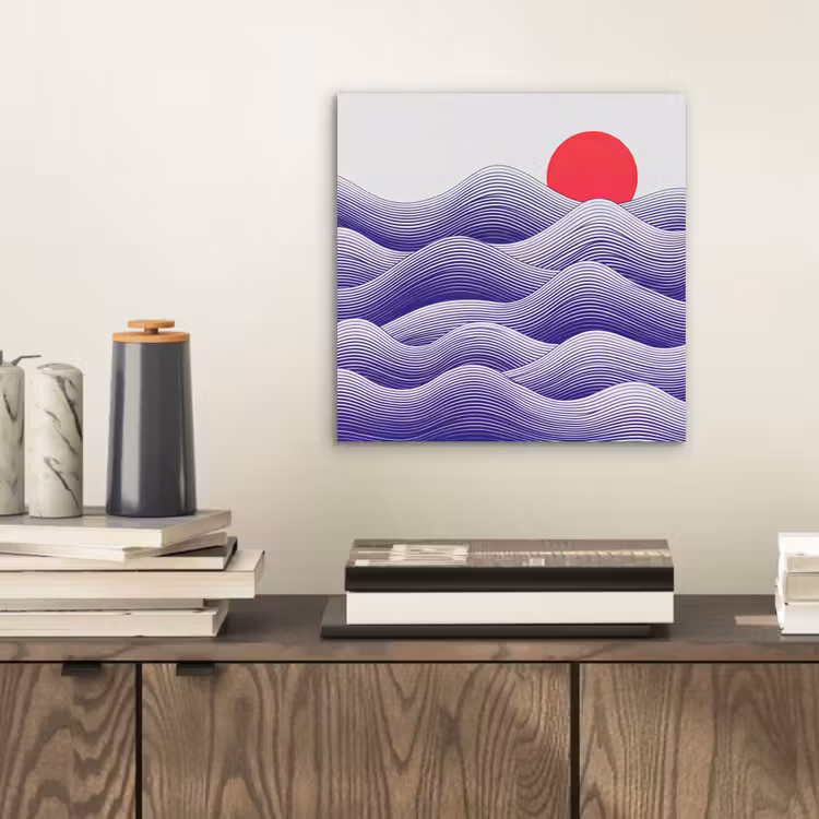 Aluminium schilderij - Golven - Zon - Natuur - Abstract - Rood — 2