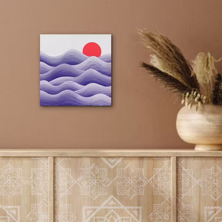 Aluminium schilderij - Golven - Zon - Natuur - Abstract - Rood — 5