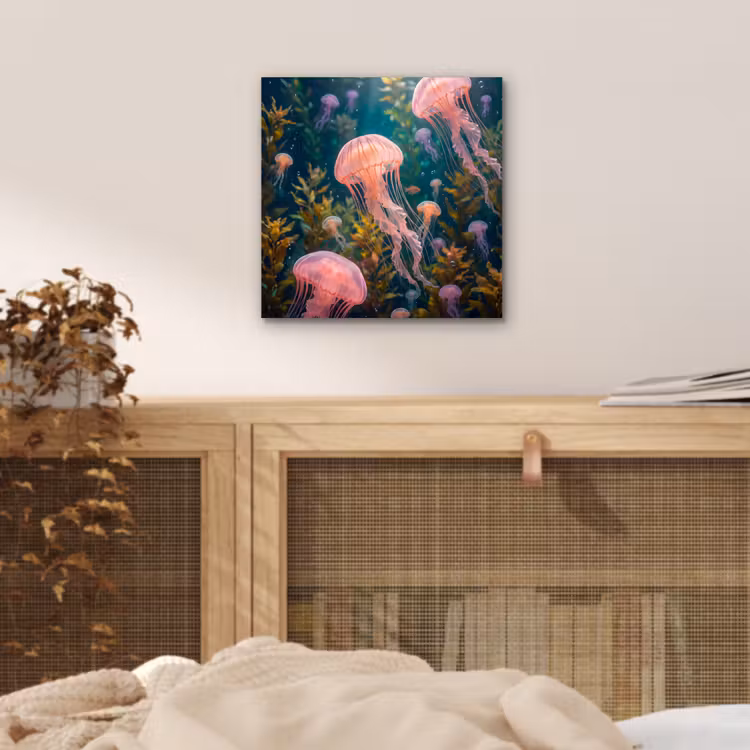 Aluminium schilderij - Kwal - Roze - Onderwater - Zeeleven - Dieren — 4
