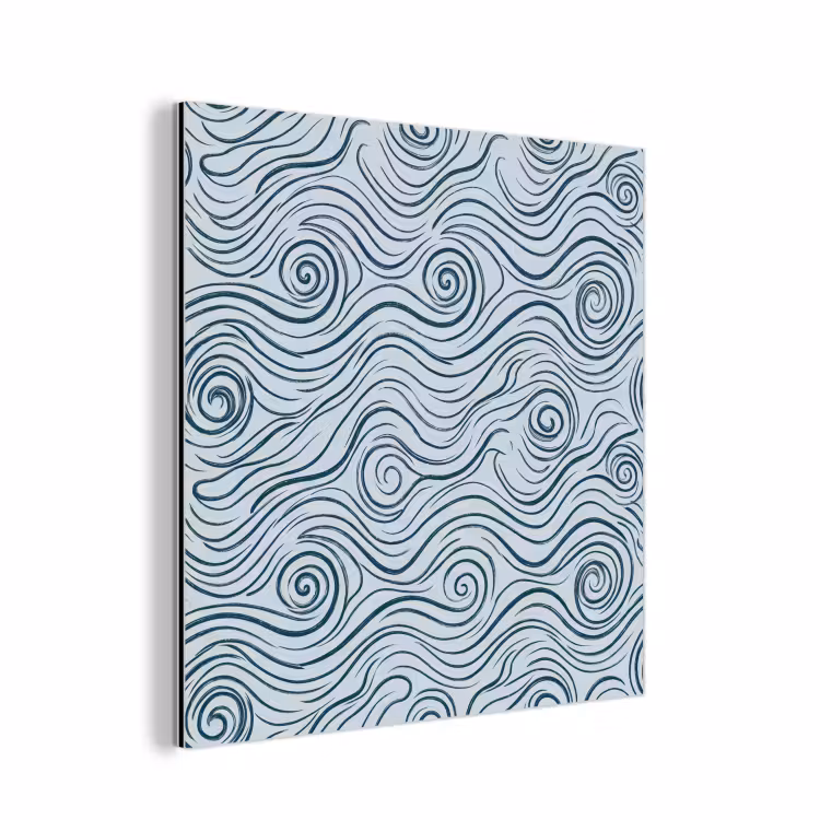 Aluminium schilderij - Patroon - Golven - Abstract - Modern - Blauw — 1