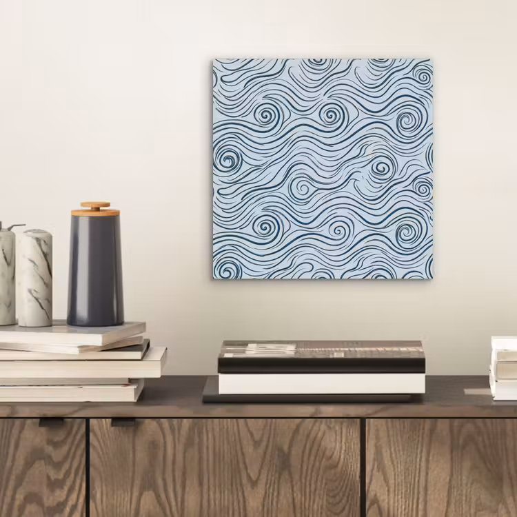 Aluminium schilderij - Patroon - Golven - Abstract - Modern - Blauw — 2