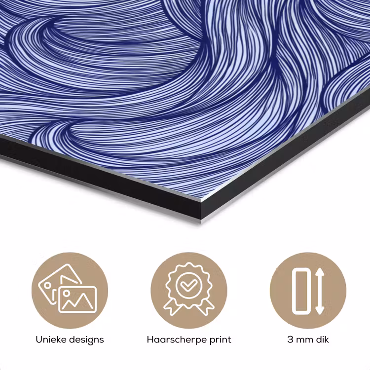 Aluminium schilderij - Schip - Golven - Zee - Illustratie - Blauw — 7