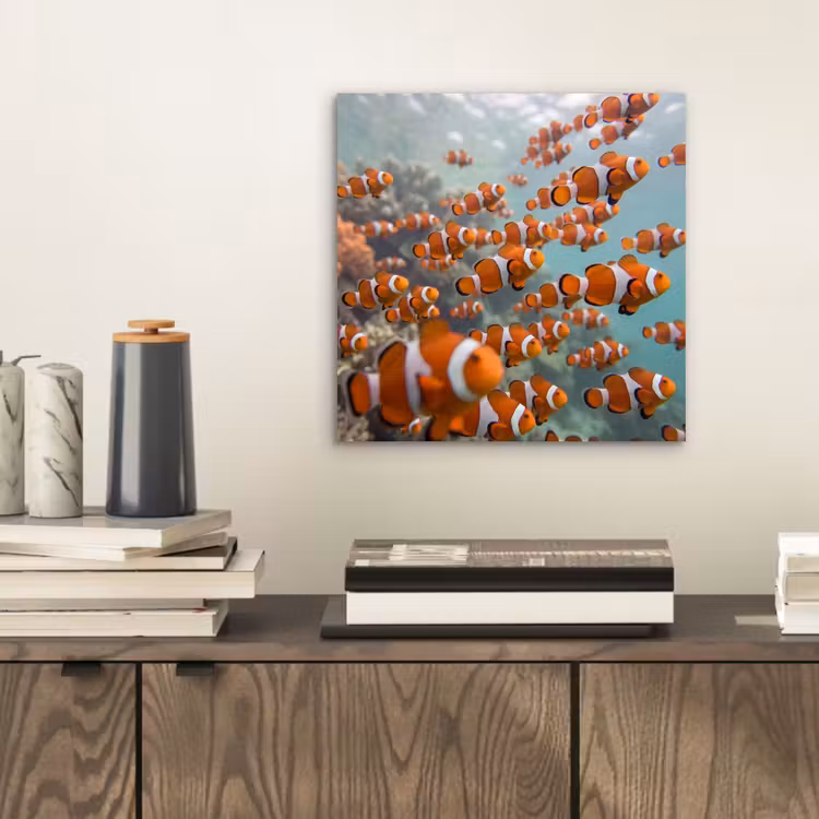 Aluminium schilderij - Vis - School - Onderwater - Dieren - Oranje — 2