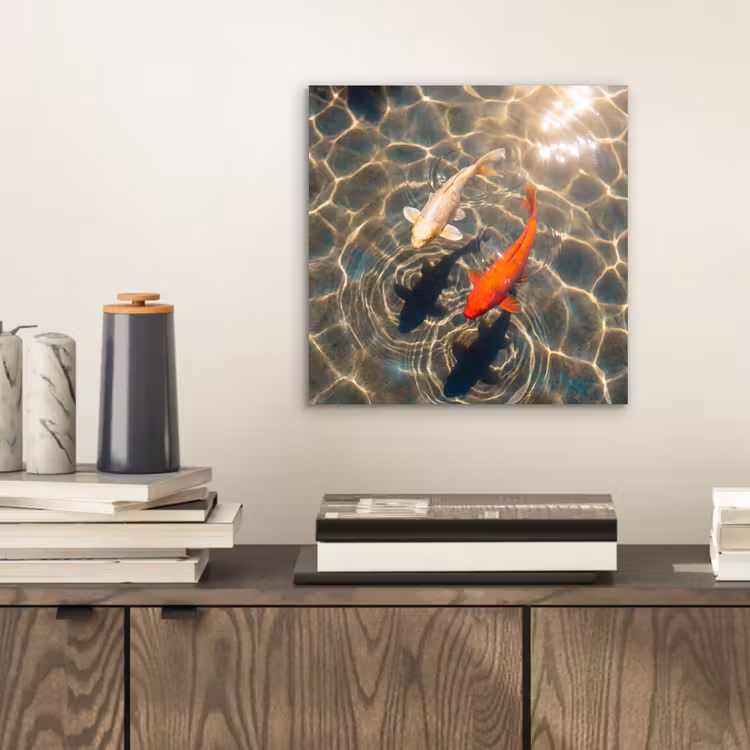 Aluminium schilderij - Vis - Water - Dieren - Oranje - Goud — 2