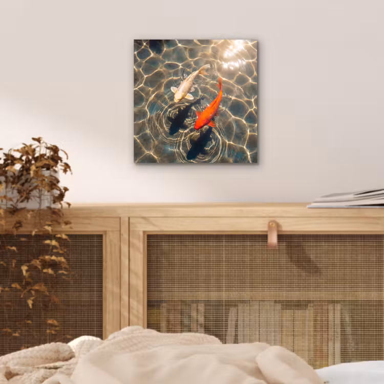 Aluminium schilderij - Vis - Water - Dieren - Oranje - Goud — 4