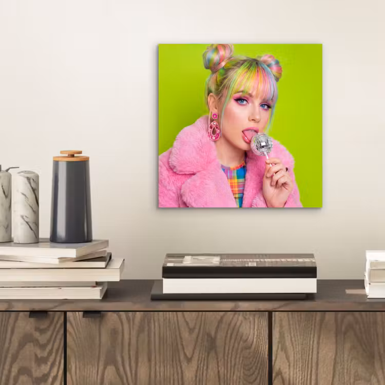 Aluminium schilderij - Vrouw - Kleurrijk haar - Pop art - Modern - Levendig — 2
