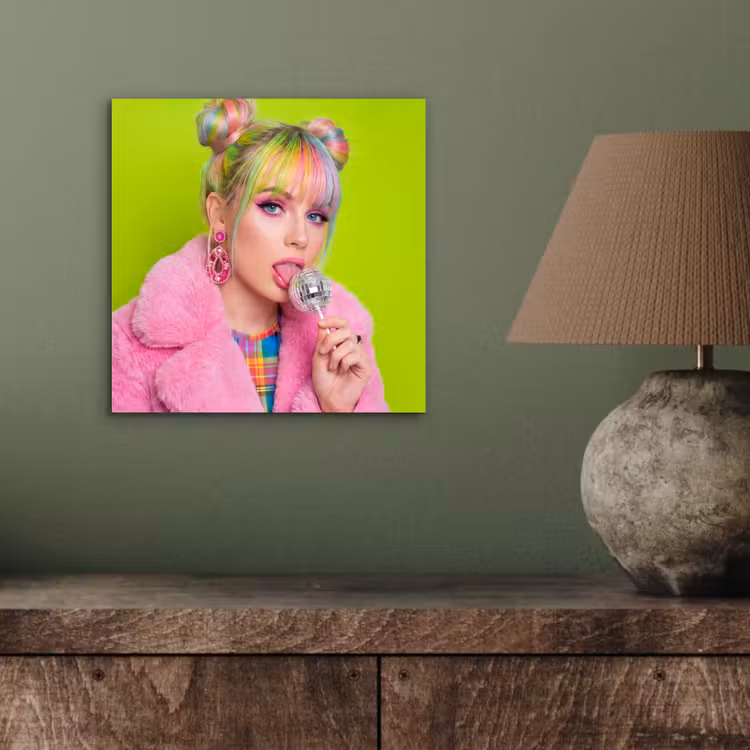 Aluminium schilderij - Vrouw - Kleurrijk haar - Pop art - Modern - Levendig — 3