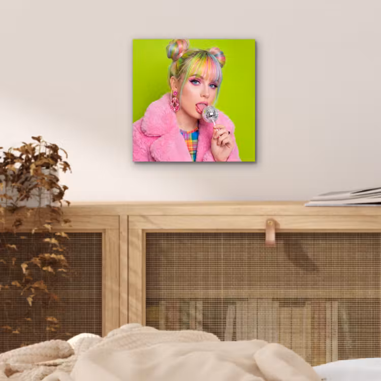 Aluminium schilderij - Vrouw - Kleurrijk haar - Pop art - Modern - Levendig — 4