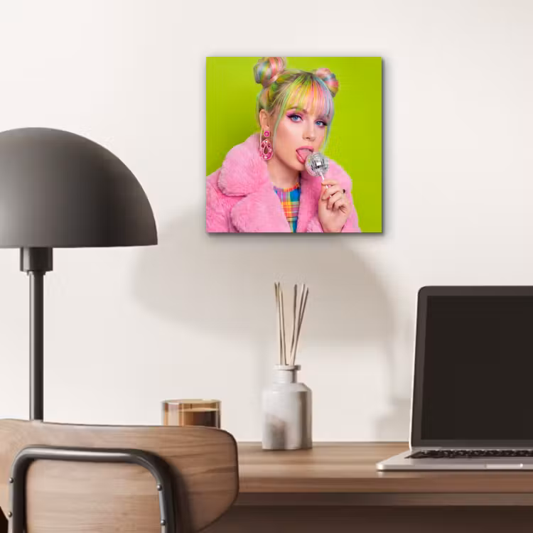 Aluminium schilderij - Vrouw - Kleurrijk haar - Pop art - Modern - Levendig — 6