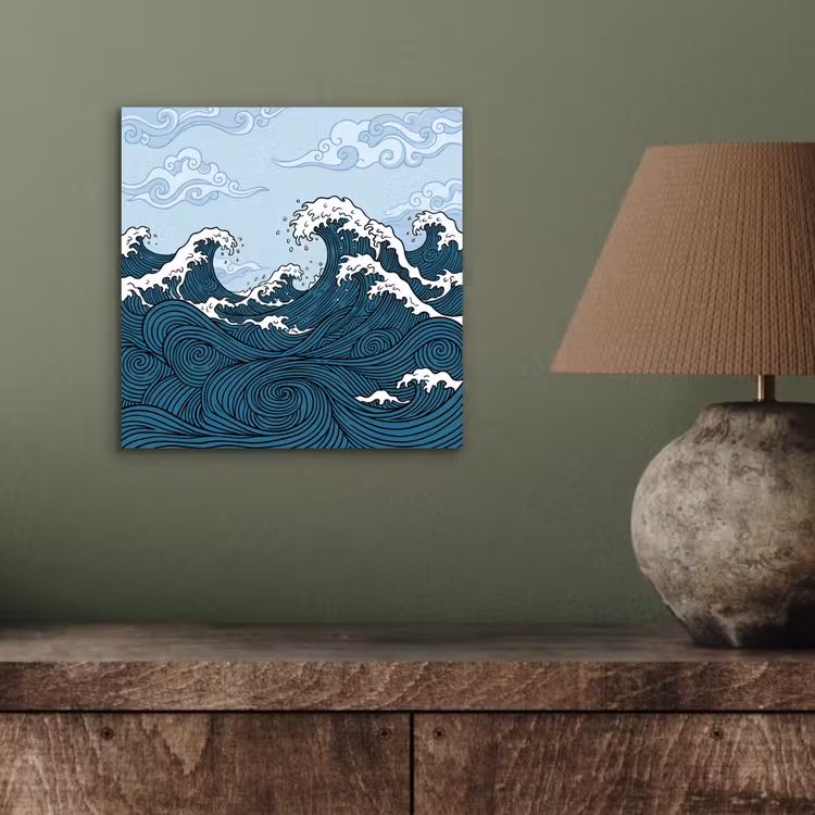 Aluminium schilderij - Zee - Golven - Japans - Natuur - Blauw — 3