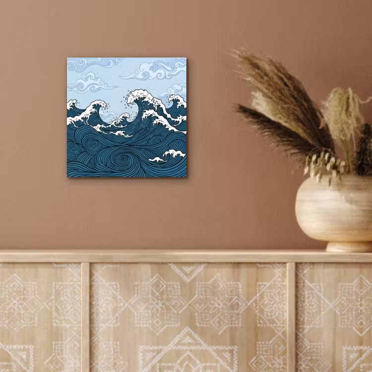Aluminium schilderij - Zee - Golven - Japans - Natuur - Blauw — 5