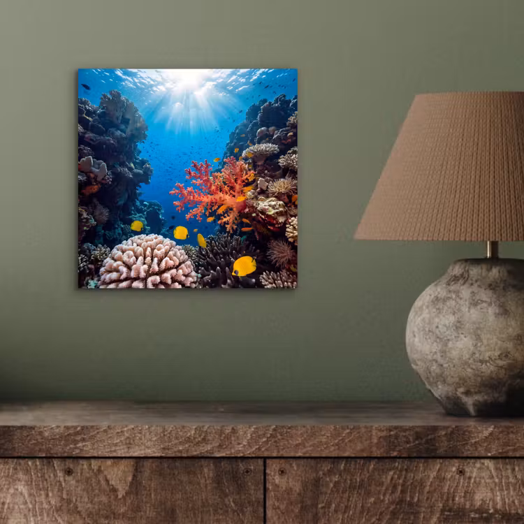 Aluminium schilderij - Zee - Koraalrif - Natuur - Levendig - Blauw — 3