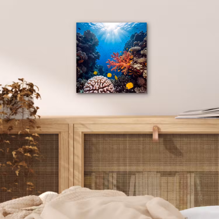 Aluminium schilderij - Zee - Koraalrif - Natuur - Levendig - Blauw — 4