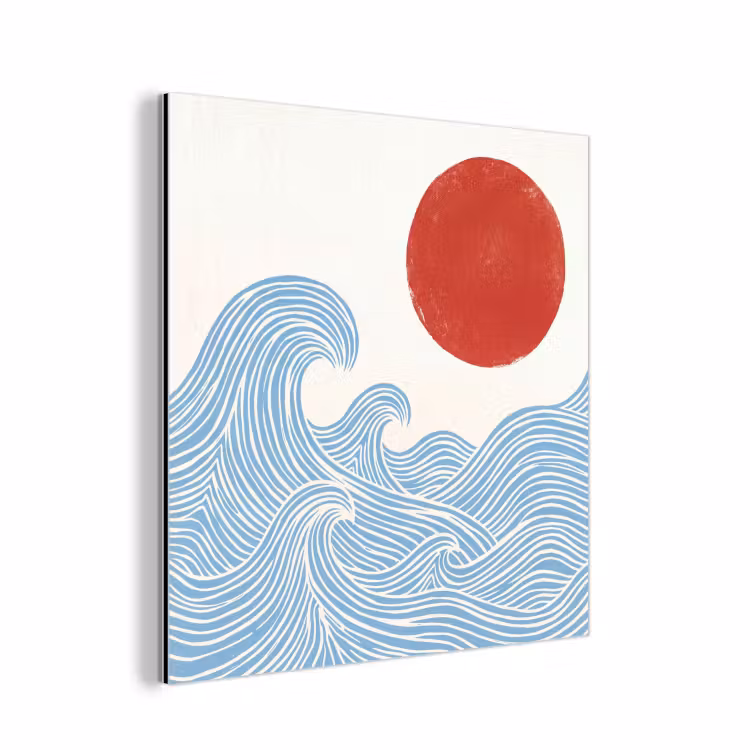 Aluminium schilderij - Zon - Golven - Oceaan - Abstract - Rood — 1
