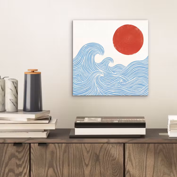 Aluminium schilderij - Zon - Golven - Oceaan - Abstract - Rood — 2