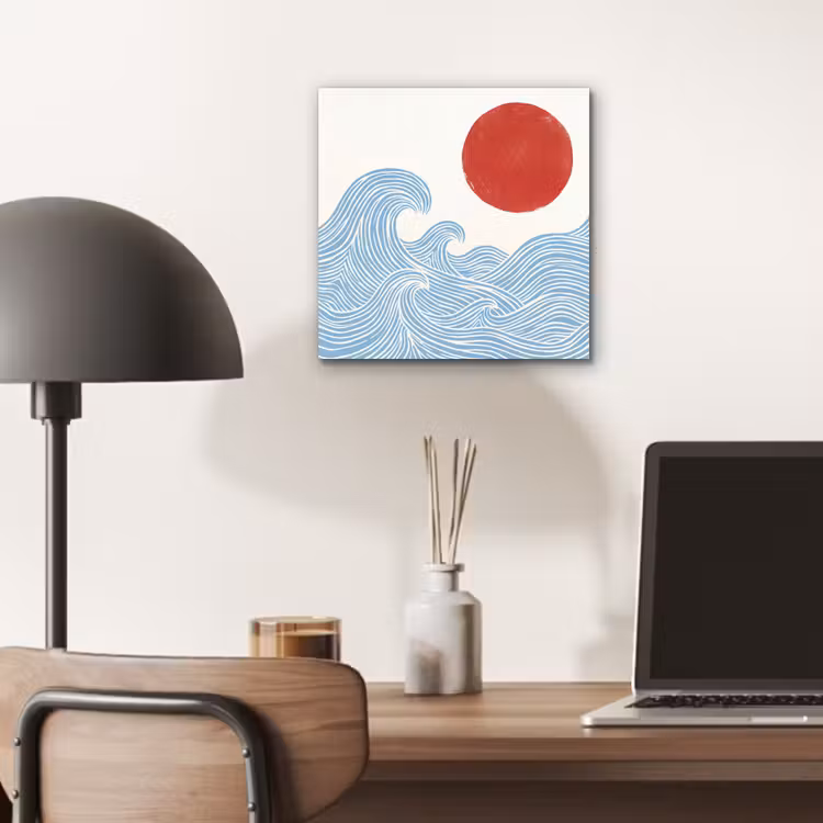 Aluminium schilderij - Zon - Golven - Oceaan - Abstract - Rood — 6