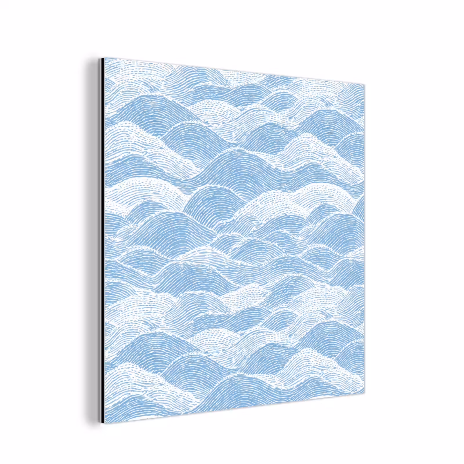 Aluminium schilderij - Blauw - Wit - Golven - Getekend — 1