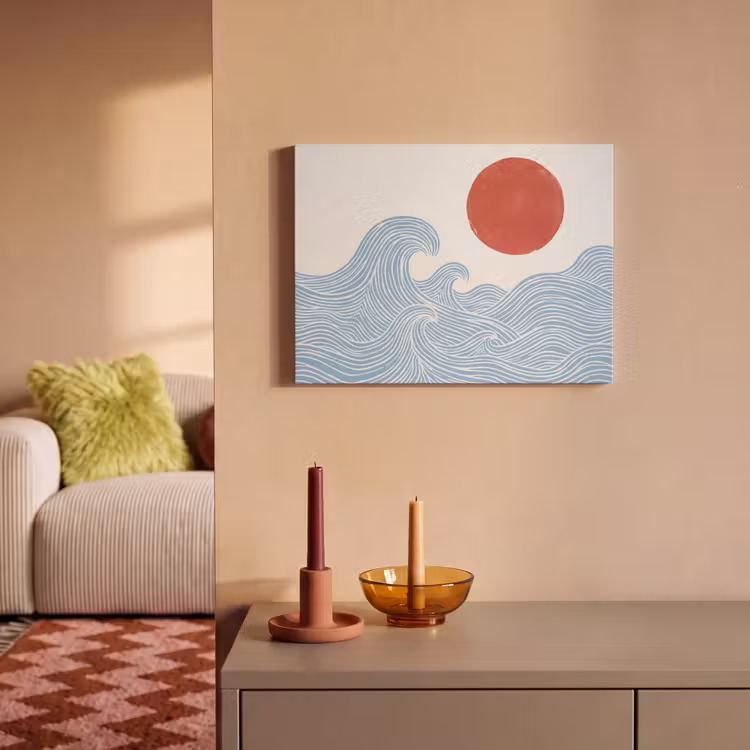Akoestisch schilderij - Zon - Golven - Oceaan - Abstract - Rood — 2