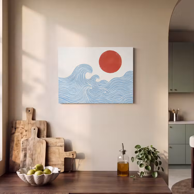Akoestisch schilderij - Zon - Golven - Oceaan - Abstract - Rood — 3