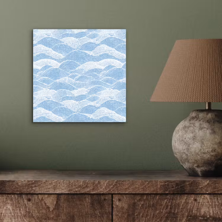 Aluminium schilderij - Blauw - Wit - Golven - Getekend — 3