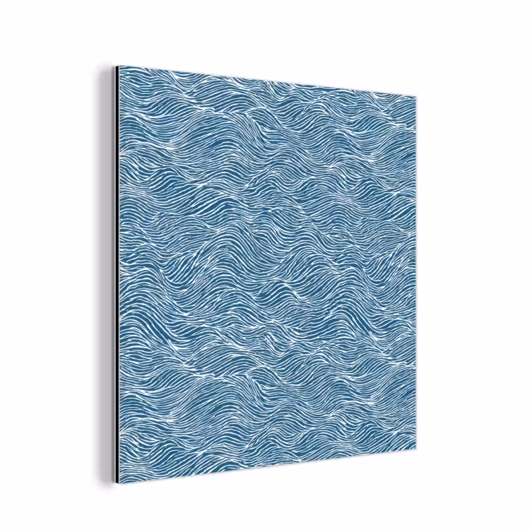 Aluminium schilderij - Blauw - Wit - Golven - Getekend - Textuur — 1