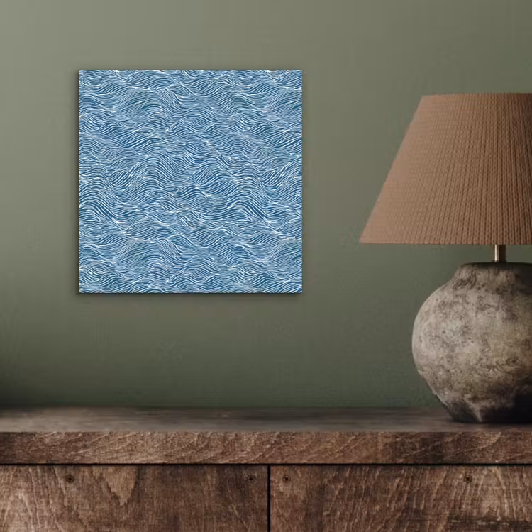 Aluminium schilderij - Blauw - Wit - Golven - Getekend - Textuur — 3