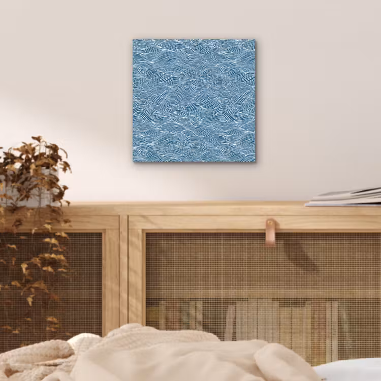Aluminium schilderij - Blauw - Wit - Golven - Getekend - Textuur — 4