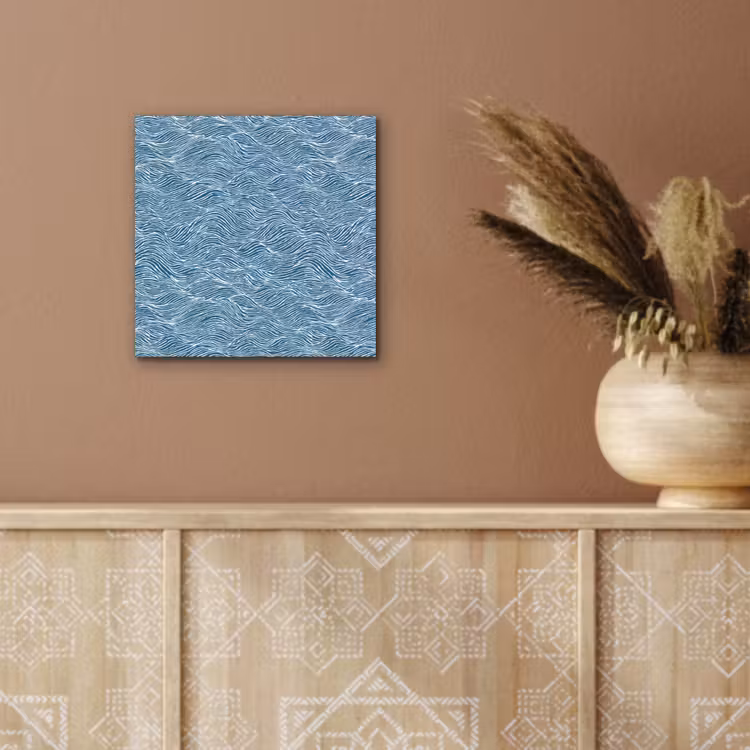 Aluminium schilderij - Blauw - Wit - Golven - Getekend - Textuur — 5