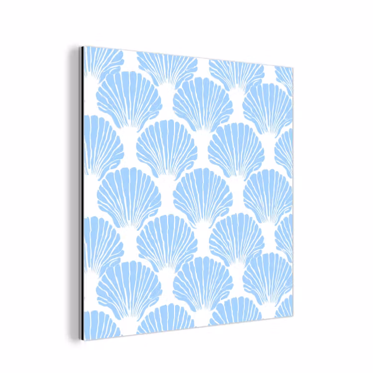 Aluminium schilderij - Blauw - Wit - Schelpen - Grafisch - Structuur — 1
