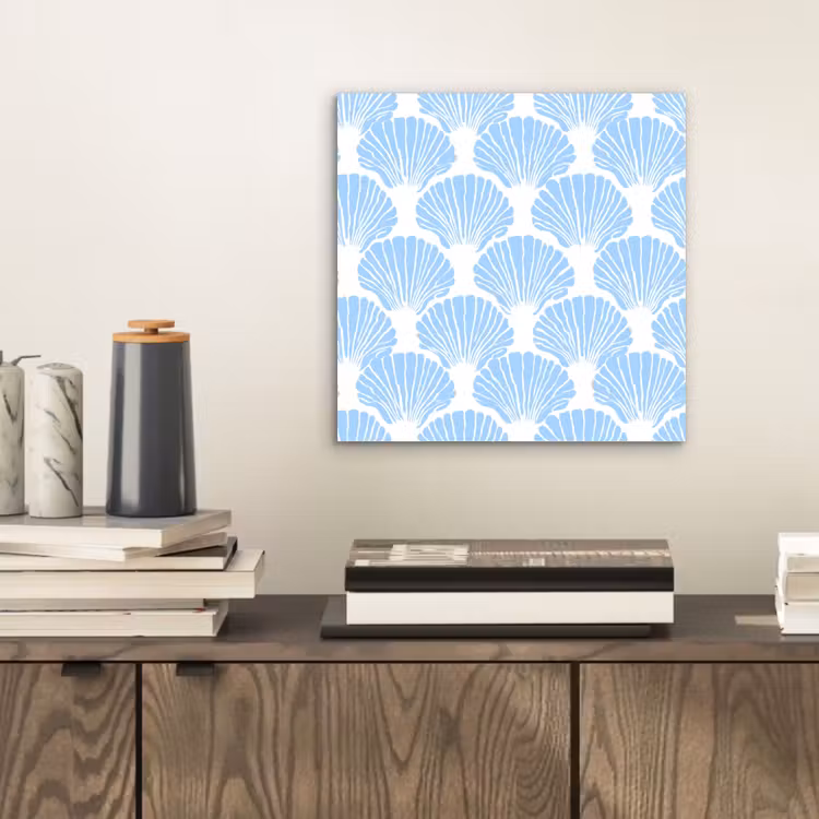 Aluminium schilderij - Blauw - Wit - Schelpen - Grafisch - Structuur — 2