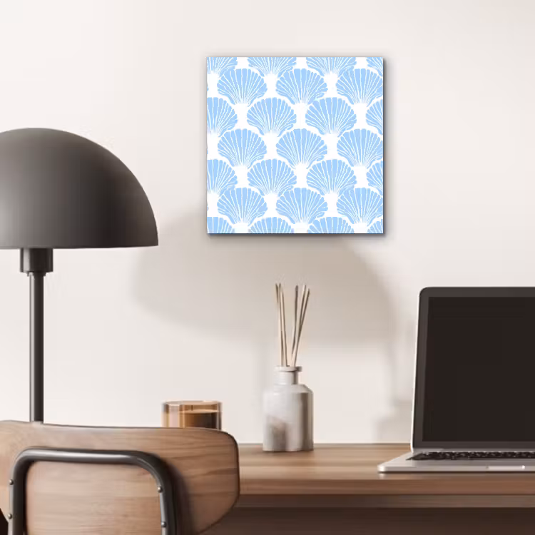 Aluminium schilderij - Blauw - Wit - Schelpen - Grafisch - Structuur — 6