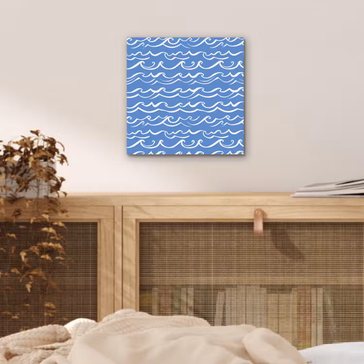 Aluminium schilderij - Blauw - Wit - Simpel - Getekend - Golven — 4