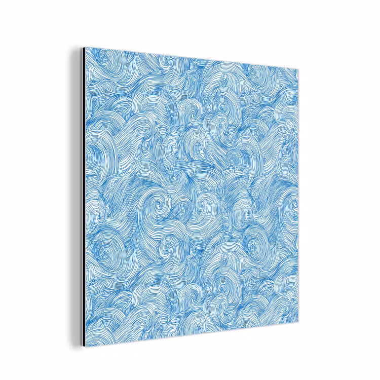 Aluminium schilderij - Blauw - Wit - Spiraal - Golven - Lijnen — 1