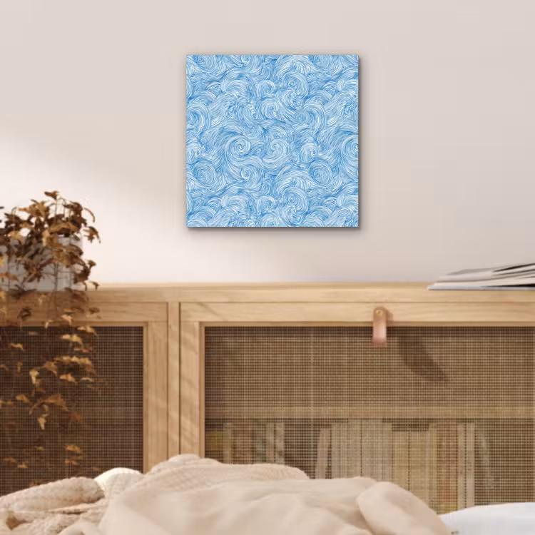 Aluminium schilderij - Blauw - Wit - Spiraal - Golven - Lijnen — 4