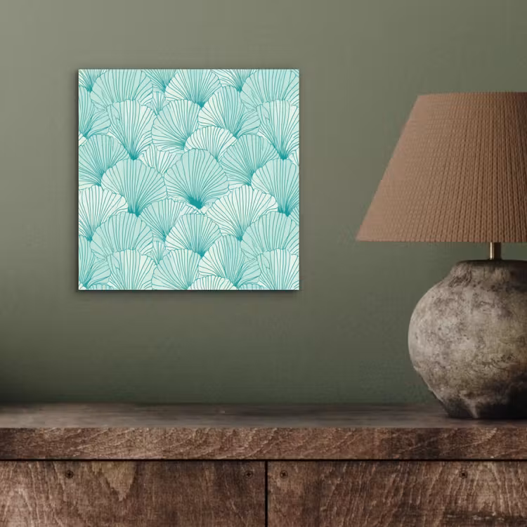 Aluminium schilderij - Groen - Wit - Ginko - Getekend - Textuur — 3