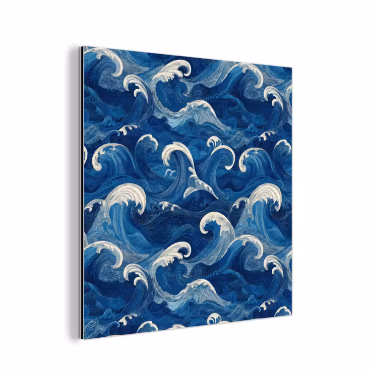 Aluminium schilderij - Japans - Oceaan - Golven - Blauw — 1