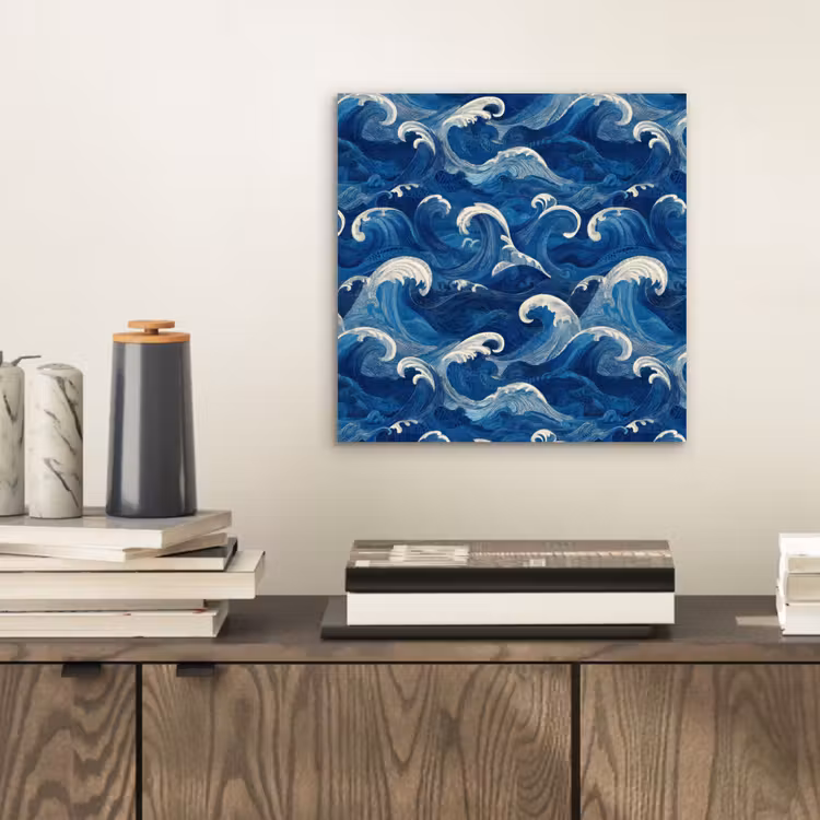 Aluminium schilderij - Japans - Oceaan - Golven - Blauw — 2