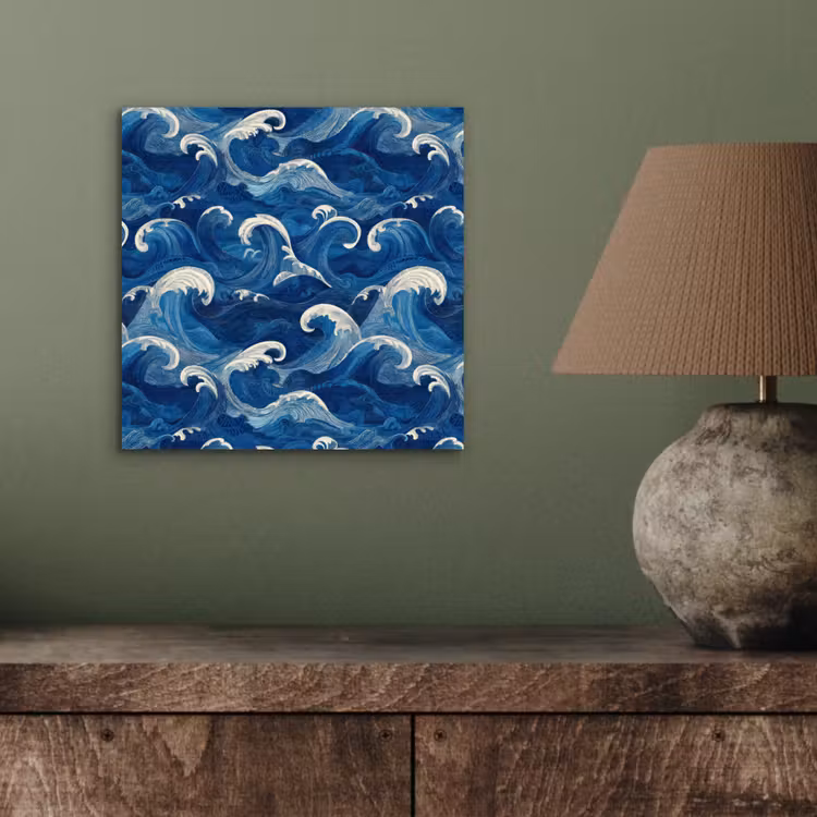 Aluminium schilderij - Japans - Oceaan - Golven - Blauw — 3