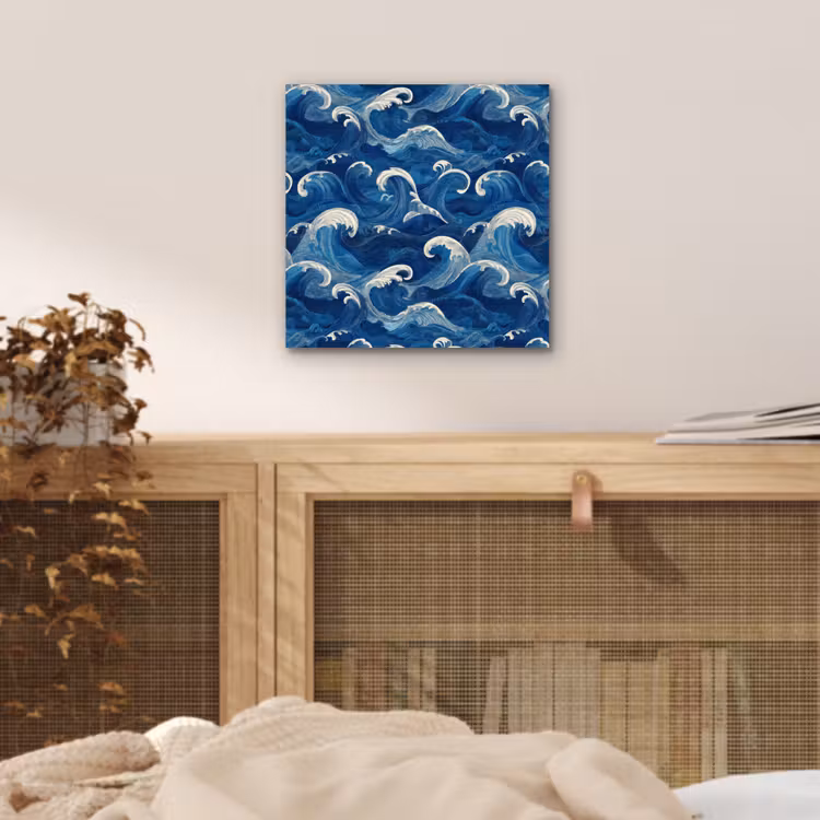 Aluminium schilderij - Japans - Oceaan - Golven - Blauw — 4