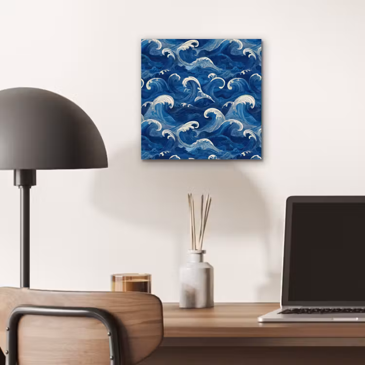 Aluminium schilderij - Japans - Oceaan - Golven - Blauw — 6