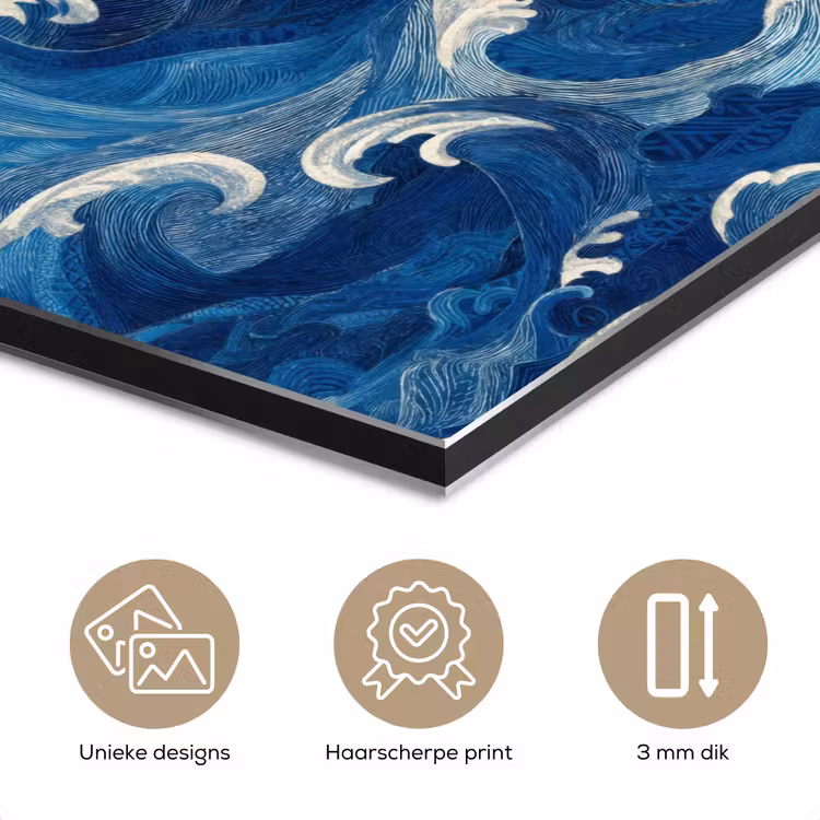 Aluminium schilderij - Japans - Oceaan - Golven - Blauw — 7