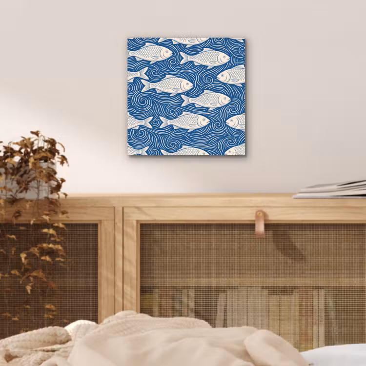 Aluminium schilderij - Vis - Water - Patroon - Grafisch - Blauw — 4