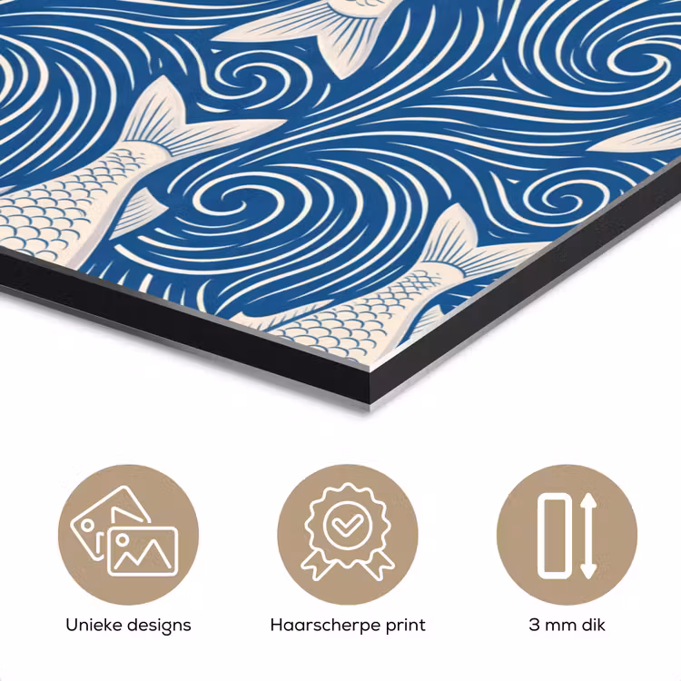 Aluminium schilderij - Vis - Water - Patroon - Grafisch - Blauw — 7