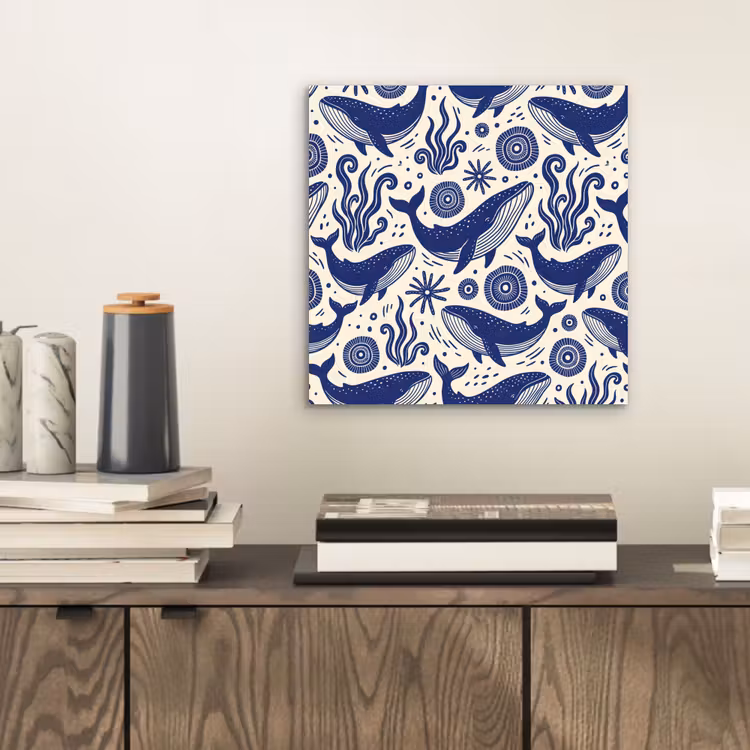 Aluminium schilderij - Walvis - Onderwater - Dieren - Abstract - Blauw — 2
