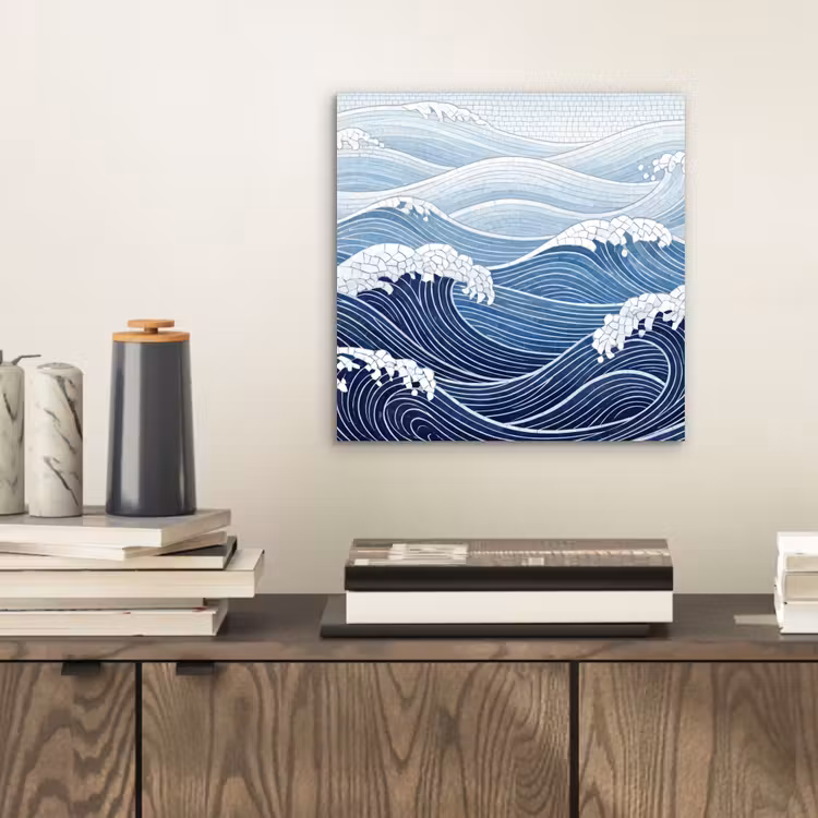 Aluminium schilderij - Water - Mozaïek - Landschap - Modern - Blauw — 2