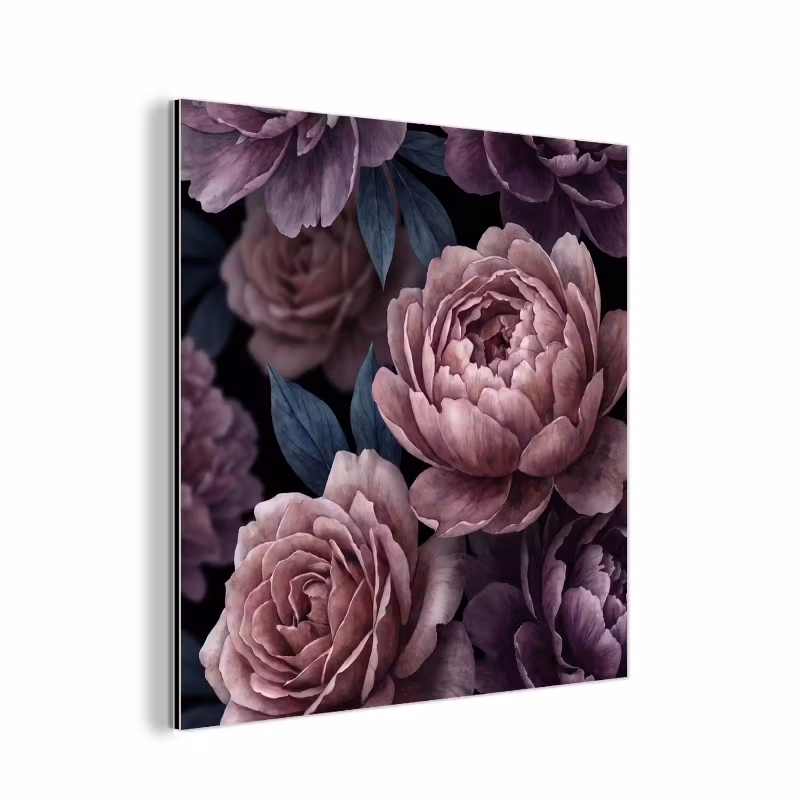 Aluminium schilderij - Bloemen - Patroon - Donker - Botanisch - Paars — 1
