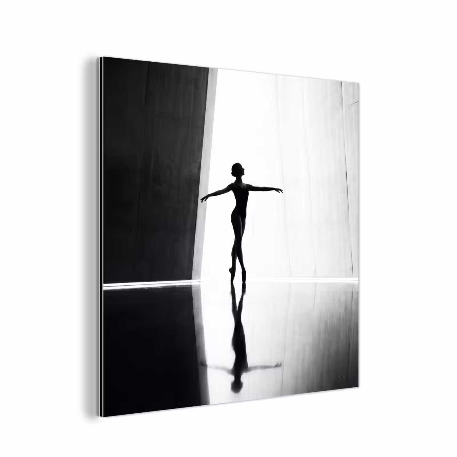 Aluminium schilderij - Danser - Silhouette - Kunst - Modern - Zwart-wit — 1