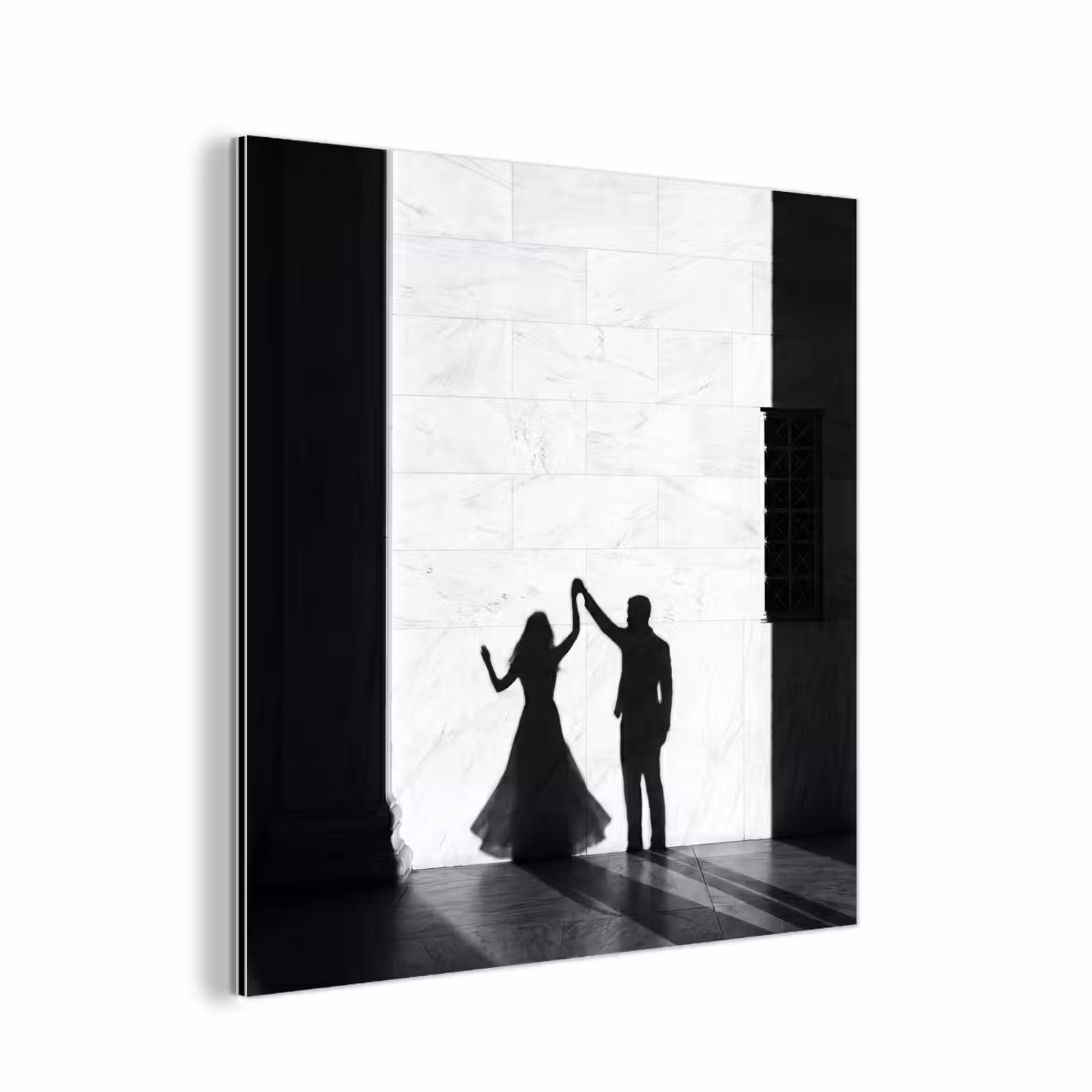 Aluminium schilderij - Mensen - Schaduw - Dans - Zwart-wit - Liefde — 1