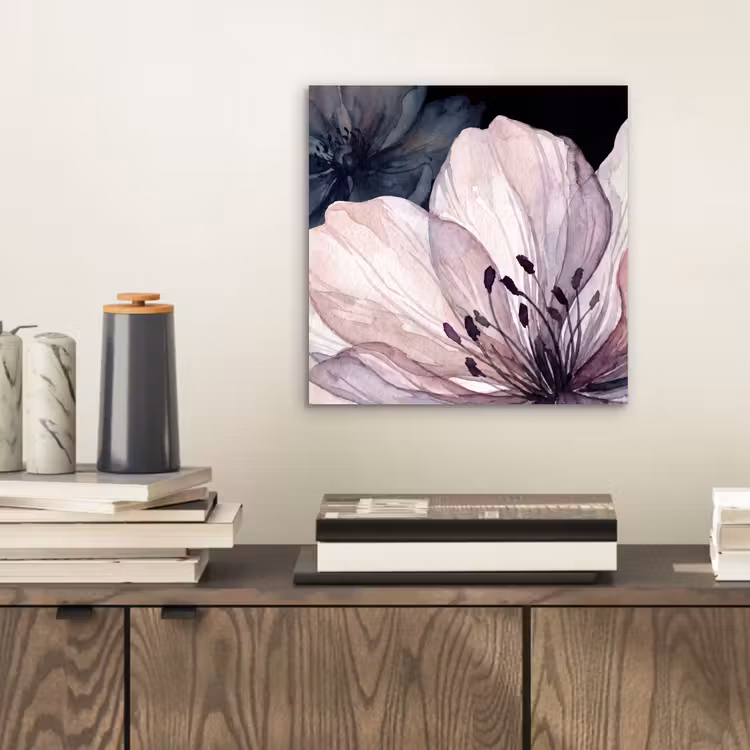 Aluminium schilderij - Bloemen - Aquarel - Modern - Roze - Donker — 2