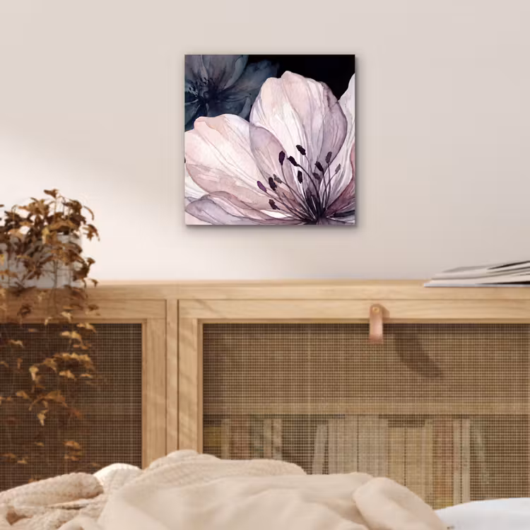 Aluminium schilderij - Bloemen - Aquarel - Modern - Roze - Donker — 4
